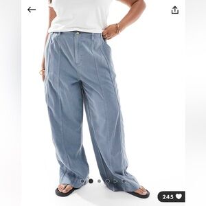 NWT ASOS DESIGN CURVE Wide-Leg Casual Pants in Light Blue
